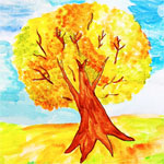 Как нарисовать осеннее дерево красками